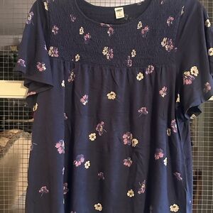 Old Navy Navy Blue Floral Blouse